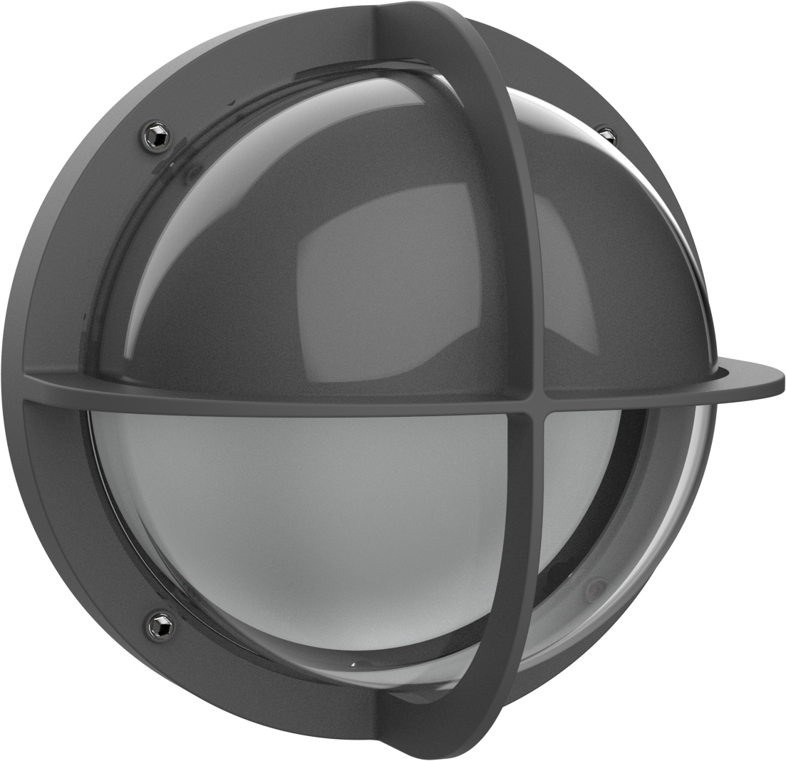 Kosnic OAKLID-GRY Oak Coast E27 Round Wall Lantern Eyelid Bulkhead IP54 Grey
