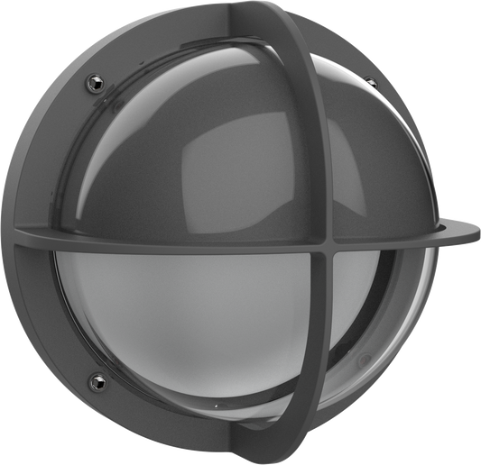 Kosnic OAKLID-GRY Oak Coast E27 Round Wall Lantern Eyelid Bulkhead IP54 Grey