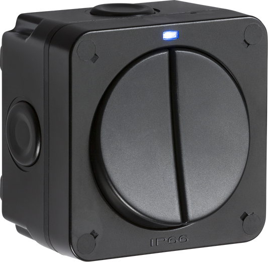 Knightsbridge OP3 2 Gang 2 Way Switch with Neon IP66