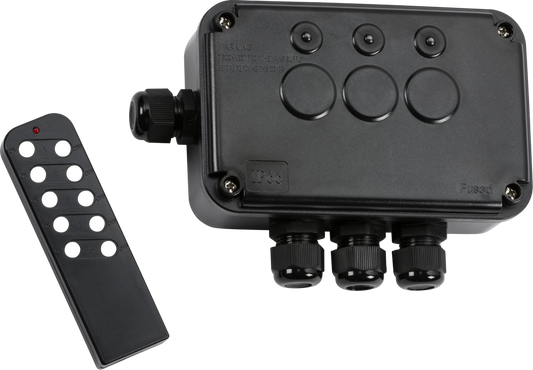 Knightsbridge OP663GBK 3 Gang 13A Black Outdoor Control Box with Remote IP66