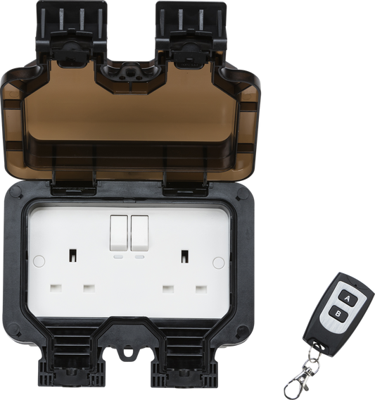 Knightsbridge OP9R 2 Gang 13A DP Remote Controlled Switched Socket IP66