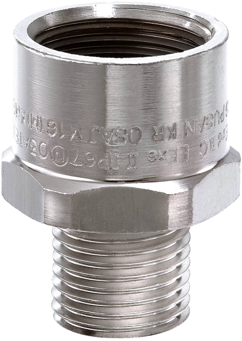 Wiska 50065687 OSAJ M16-M25 Atex Brass Nickel Plated Enlargement Adaptor IP66 / IP67