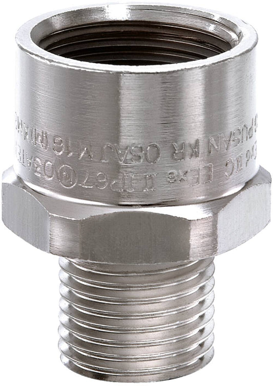 Wiska 50065686 OSAJ M16-M20 Atex Brass Nickel Plated Enlargement Adaptor IP66 / IP67