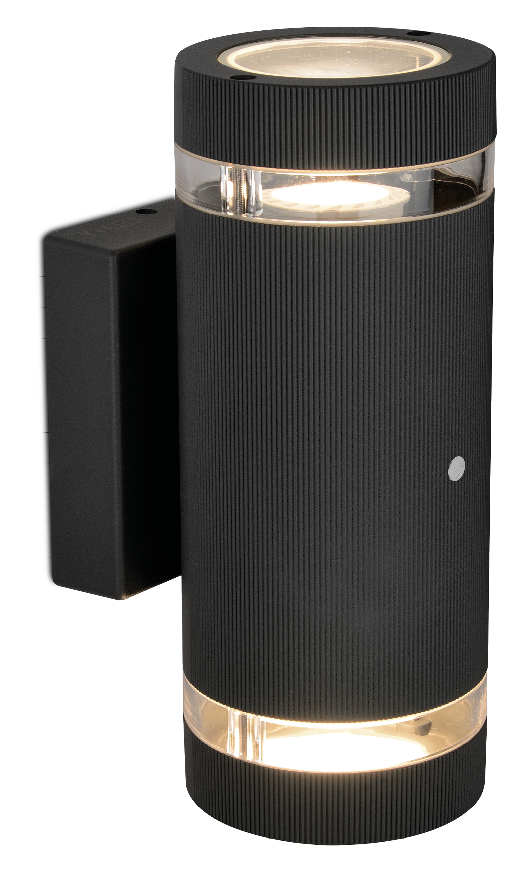 Kosnic OCA-BLK/DS Ocala 2 x GU10 Up / Down Wall Light with Dusk to Dawn Sensor IP54 Black