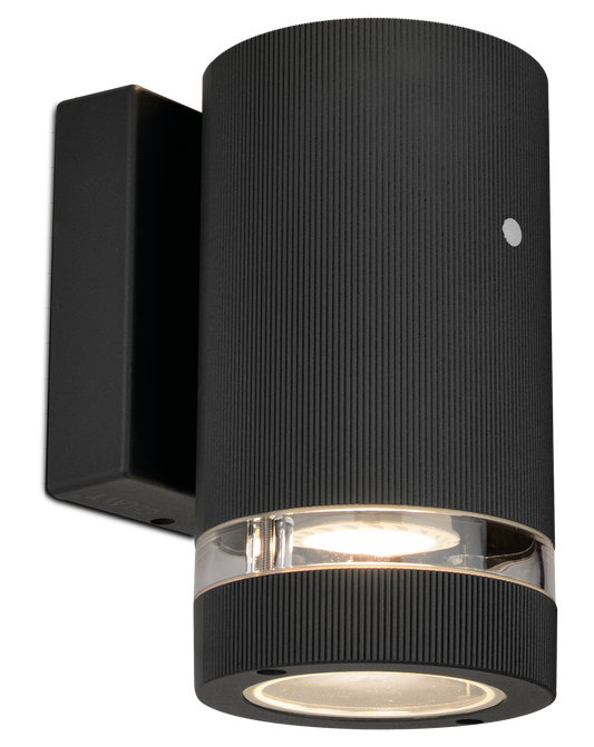 Kosnic OCAD-BLK/DS Ocala GU10 Down Wall Light with Dusk to Dawn Sensor IP54 Black