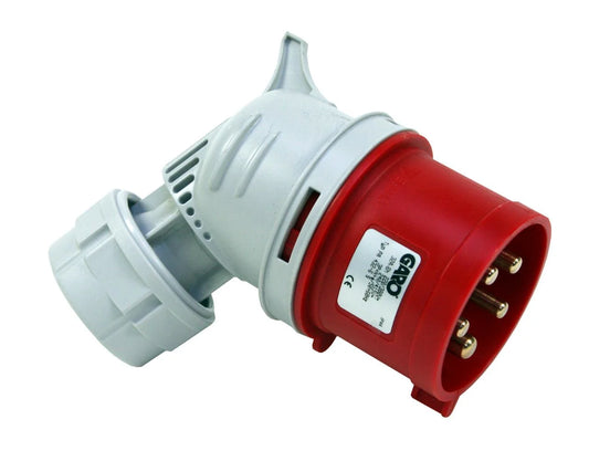 Garo PA432-6S 32A 5P 415V Angled Plug IP44 Red