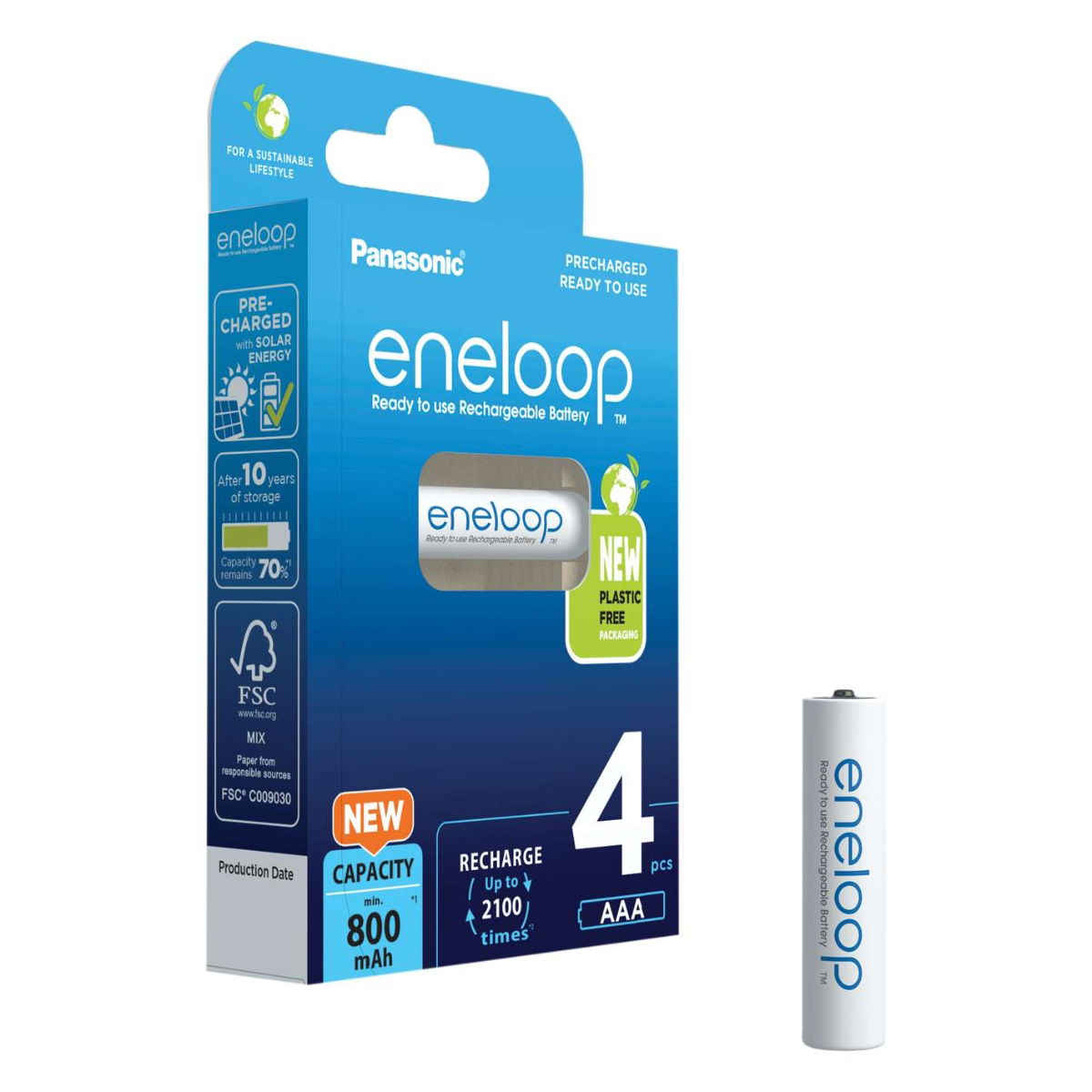 Panasonic MN2400B4R800-PAN AAA Rechargable 800mAH 4 Pack