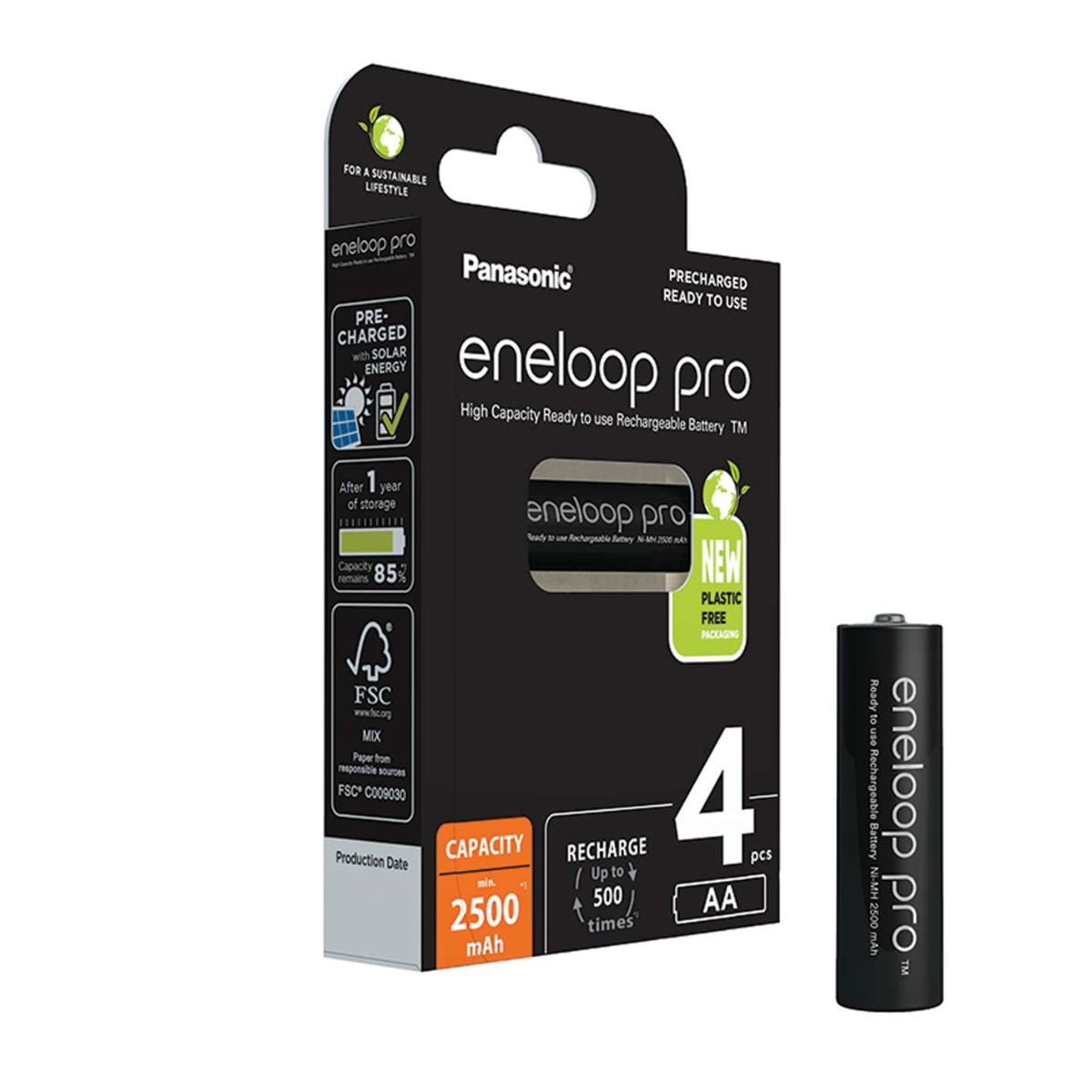 Panasonic MN1500B4R2500-PAN AA Rechargable 2500mAH 4 Pack