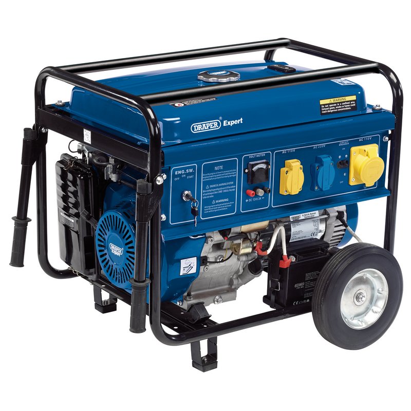 Draper PG43W 4.4KW 25L Petrol Generator Black & Blue