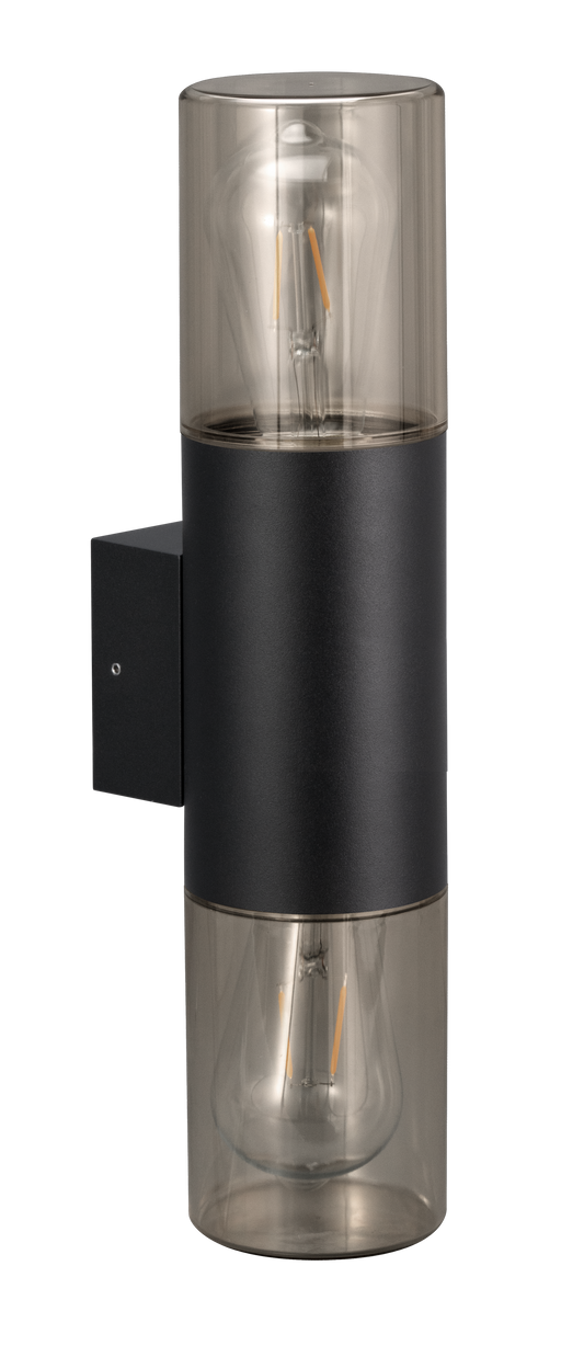 Kosnic POP-BLK Poplar E27 Modern Tubular Up / Down Wall Lantern IP65 Black
