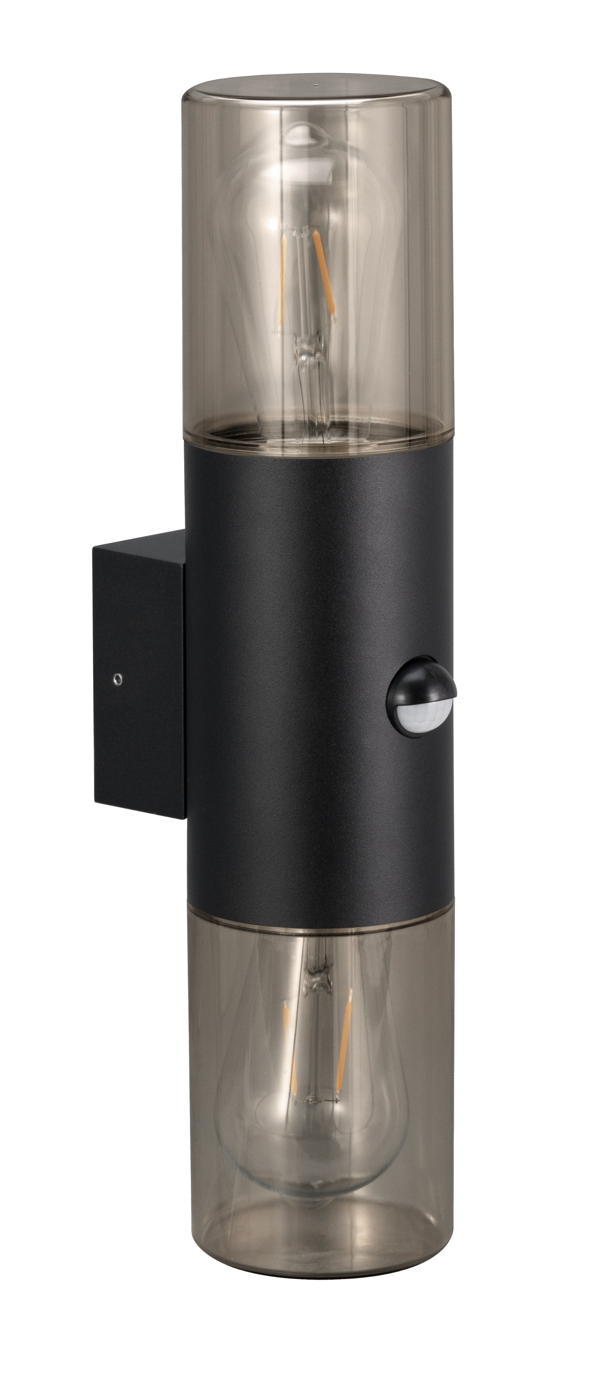 Kosnic POP-BLK/S Poplar E27 Modern Tubular Up / Down Wall Lantern with Sensor IP65 Black