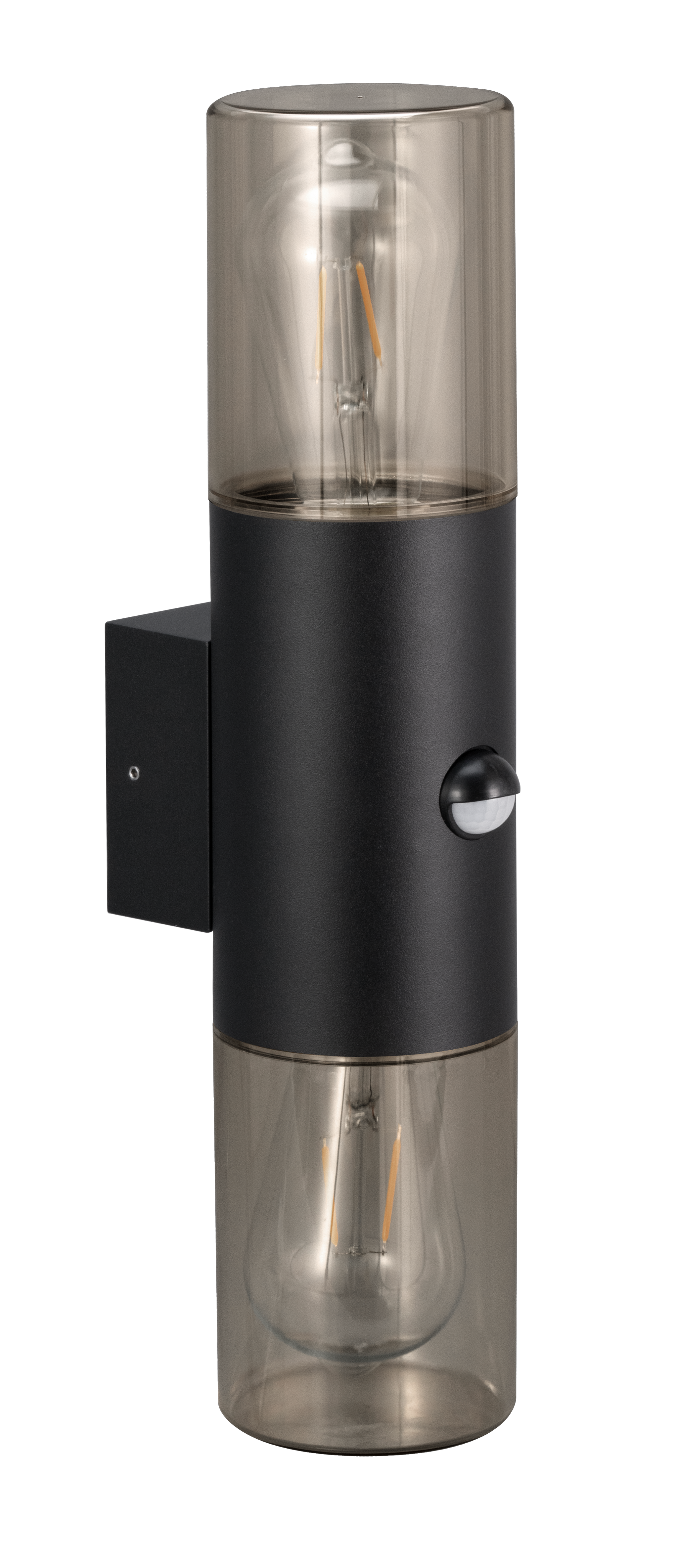 Kosnic POP-BLK/S Poplar E27 Modern Tubular Up / Down Wall Lantern with Sensor IP65 Black