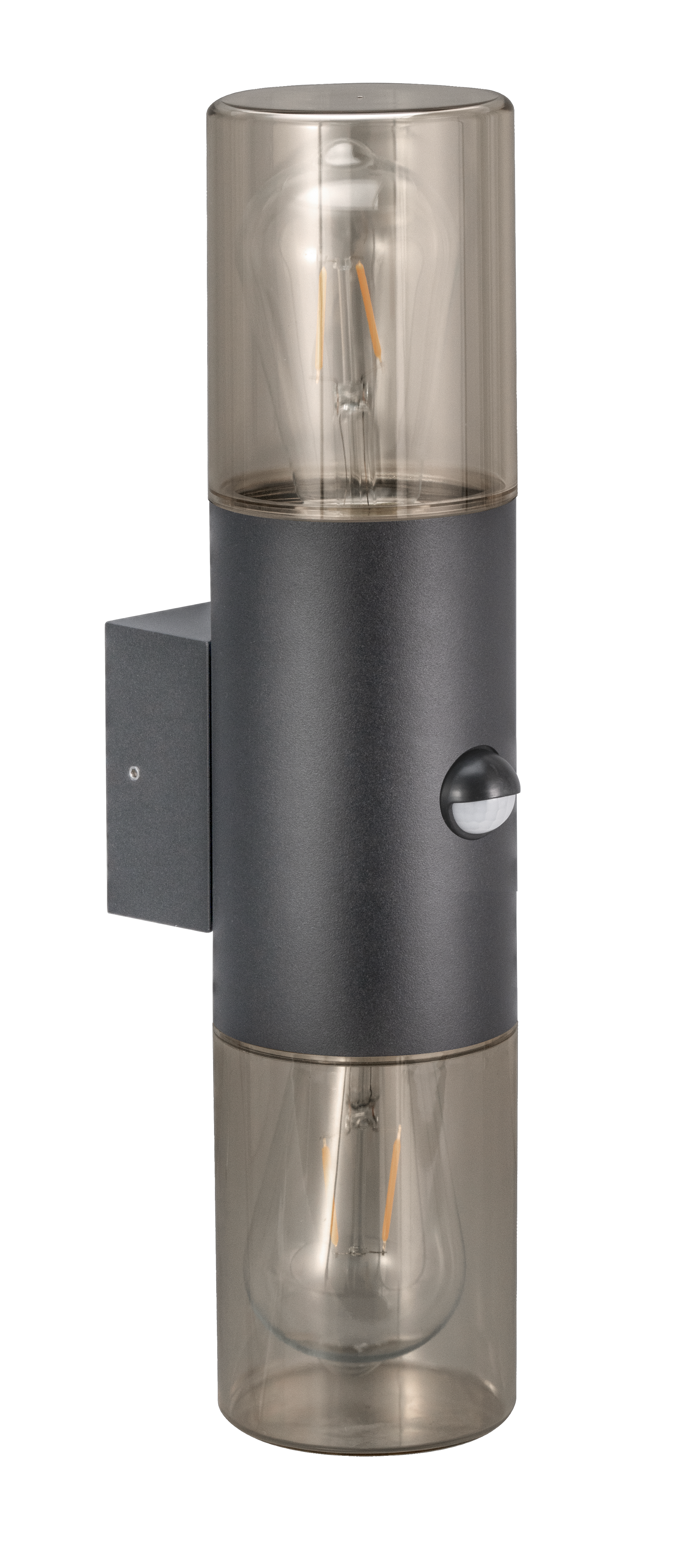 Kosnic POP-GRY/S Poplar E27 Modern Tubular Up / Down Wall Lantern with Sensor IP65 Grey