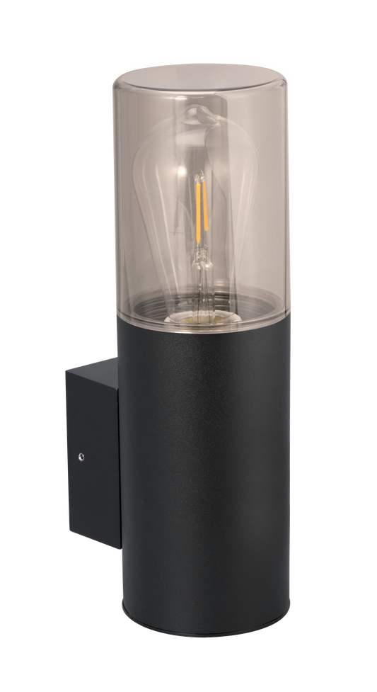 Kosnic POPU-BLK Poplar E27 Modern Tubular Wall Lantern IP65 Black