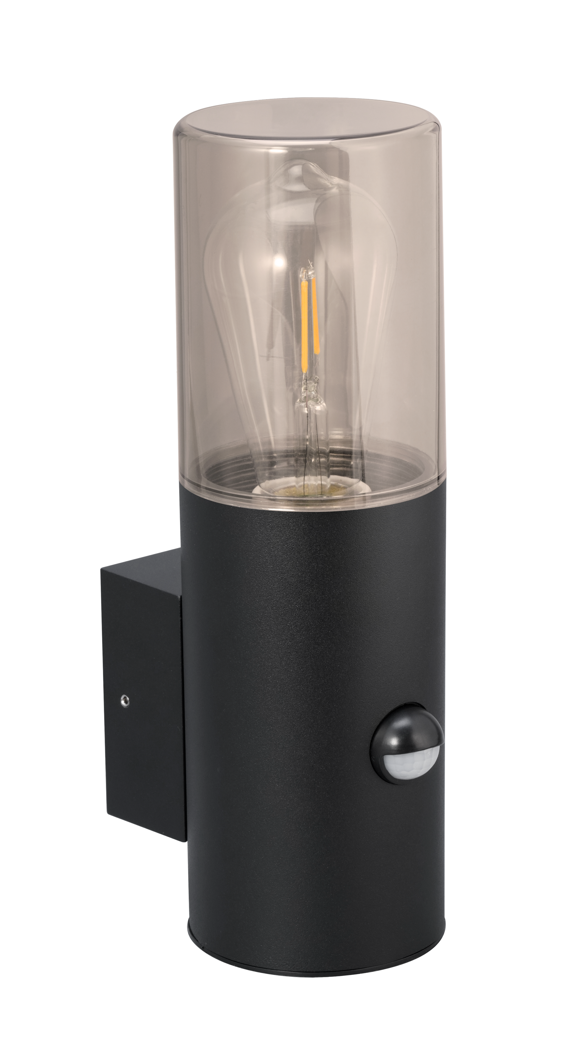 Kosnic POPU-BLK/S Poplar E27 Modern Tubular Wall Lantern with Sensor IP65 Black