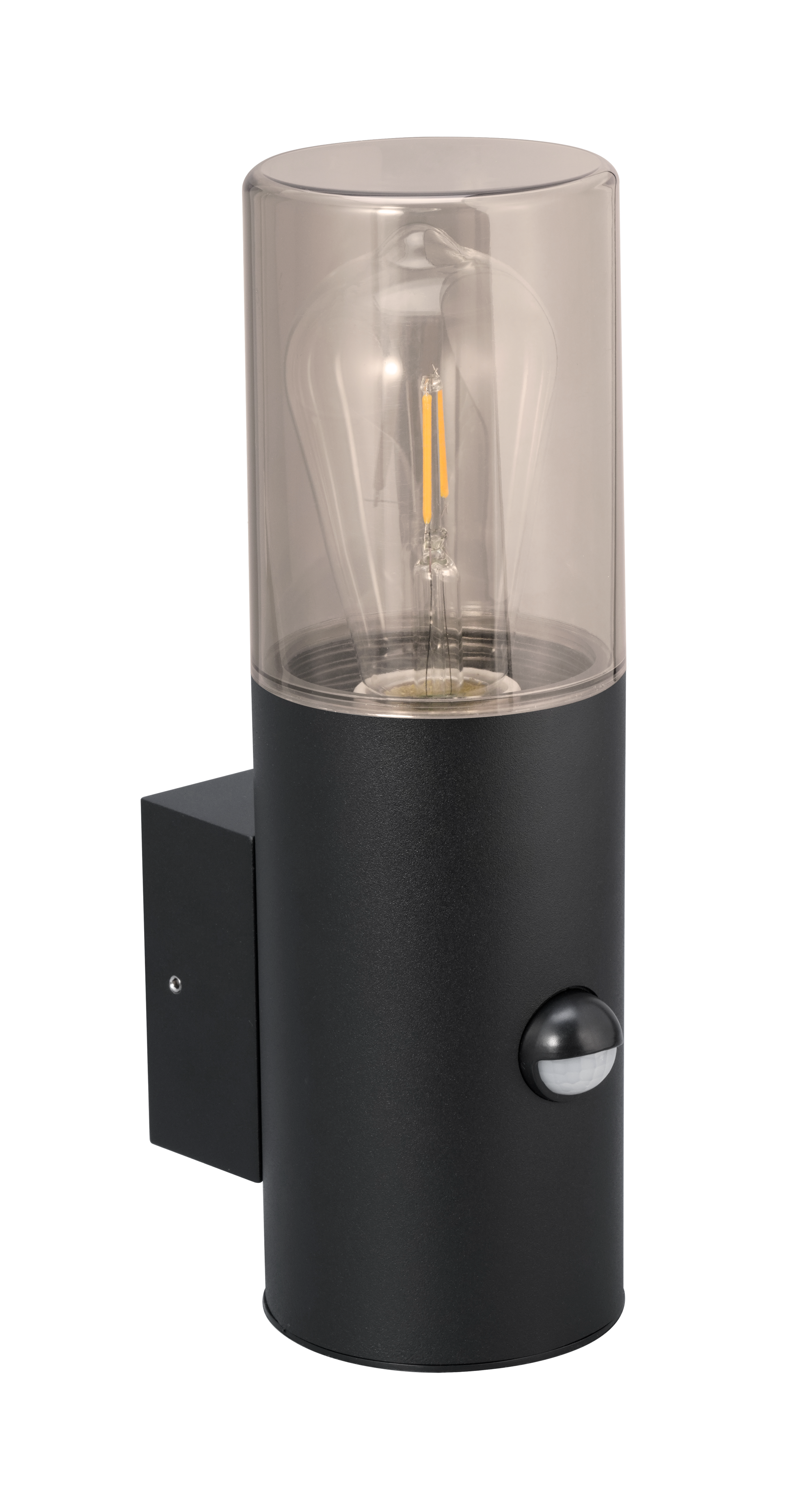 Kosnic POPU-BLK/S Poplar E27 Modern Tubular Wall Lantern with Sensor IP65 Black