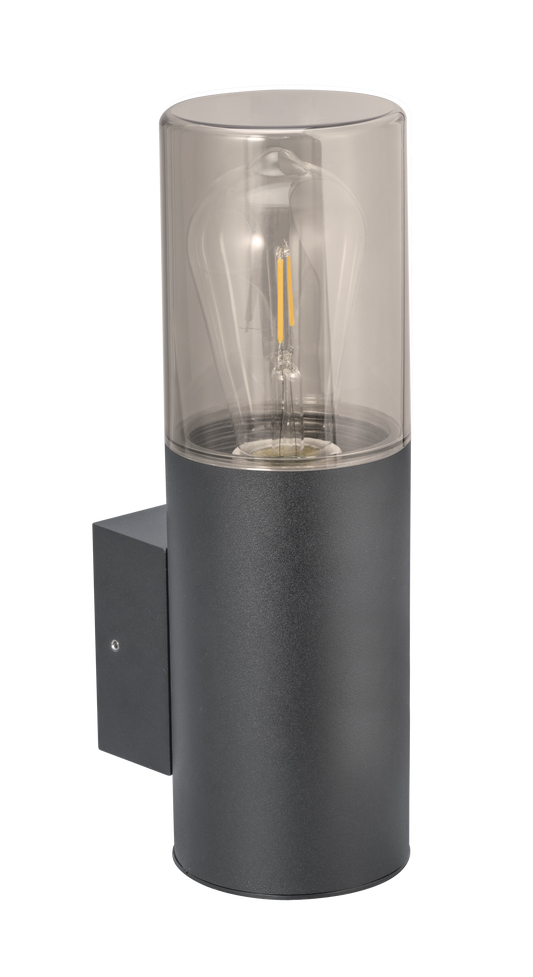 Kosnic POPU-GRY Poplar E27 Modern Tubular Wall Lantern IP65 Grey