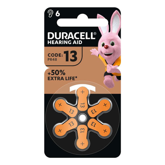 Duracell PR48 Type 13 Hearing Aid Batteries 6 Pack