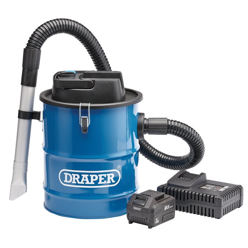 Draper PTKD20PTK/AVC D20 20V Ash Vacuum Cleaner with Battery and Charger Black & Blue