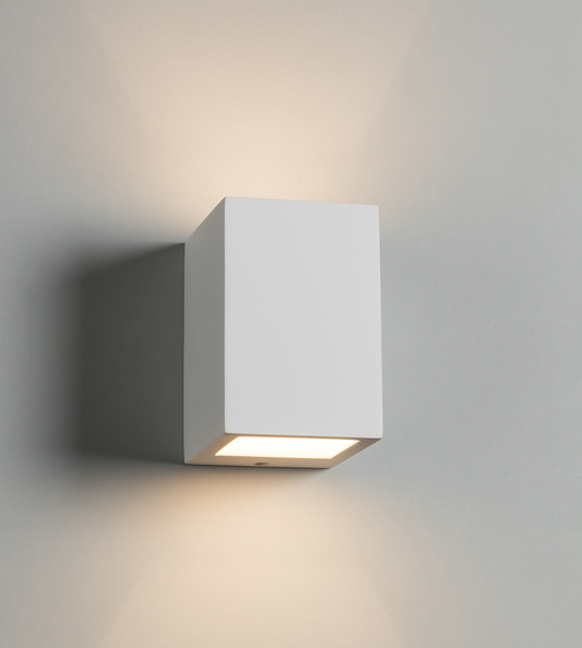 Knightsbridge PWL6 G9 Cuboid Up and Down Wall Light White Plaster