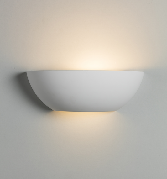 Knightsbridge PWL7 E14 Curved Up and Down Wall Light White Plaster
