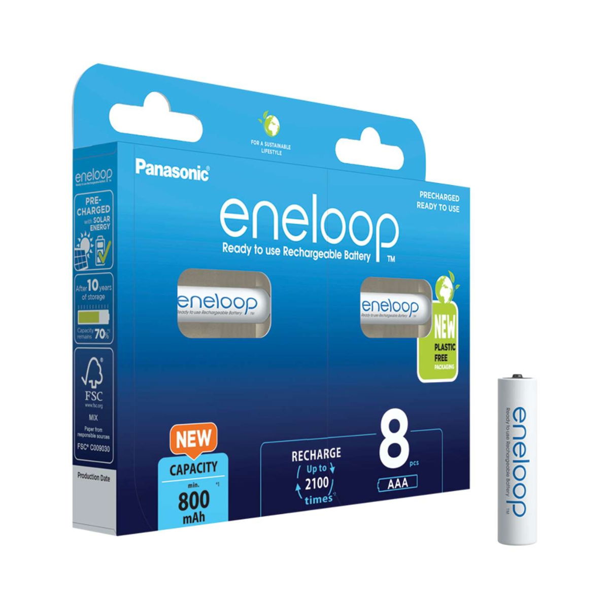 Panasonic MN2400B8R900-PAN AAA Rechargable 900mAH 8 Pack