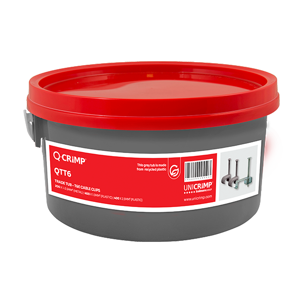 Unicrimp QTT6 Metal and Plastic T+E Clips Trade Tub