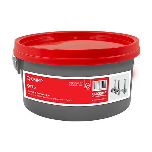 Unicrimp QTT6 Metal and Plastic T+E Clips Trade Tub