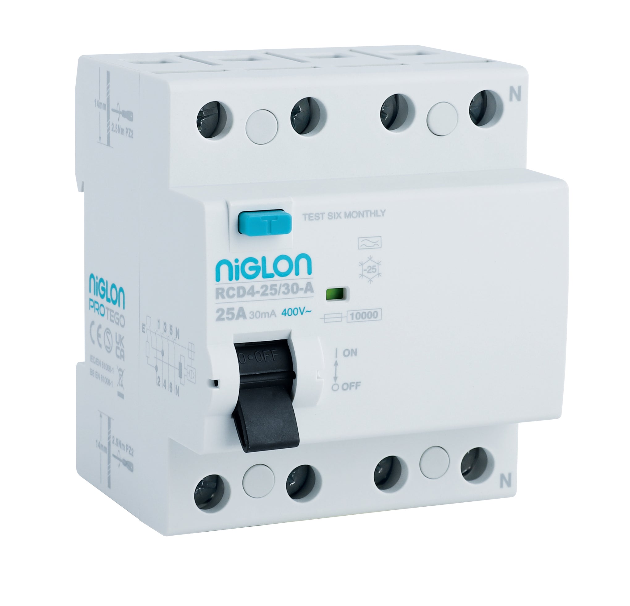 Niglon RCD4-40/30-A 40A 30MA Type A 4P RCD