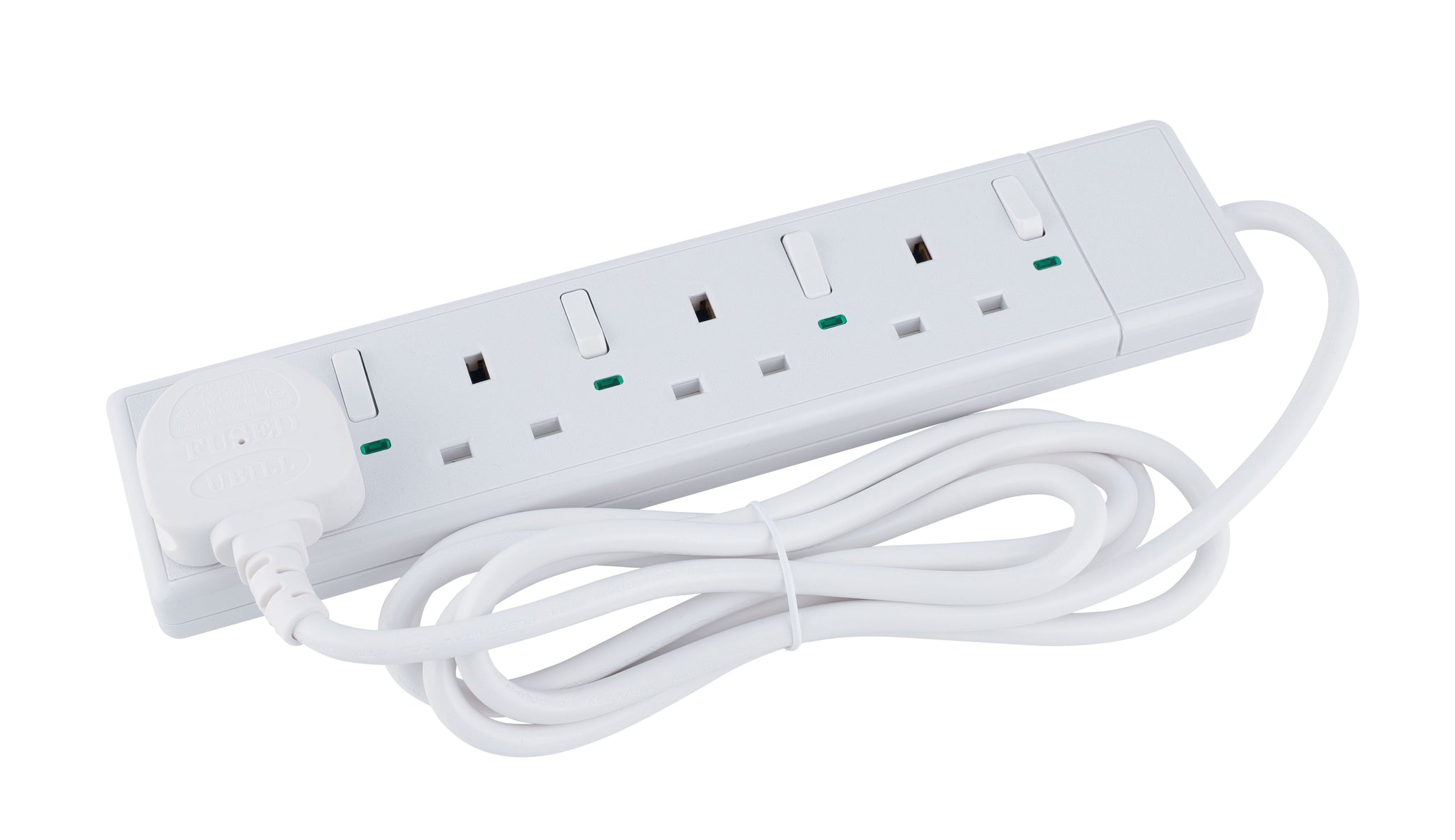 Niglon RS413ICPW 4 Gang 2m Switched Extension Lead White