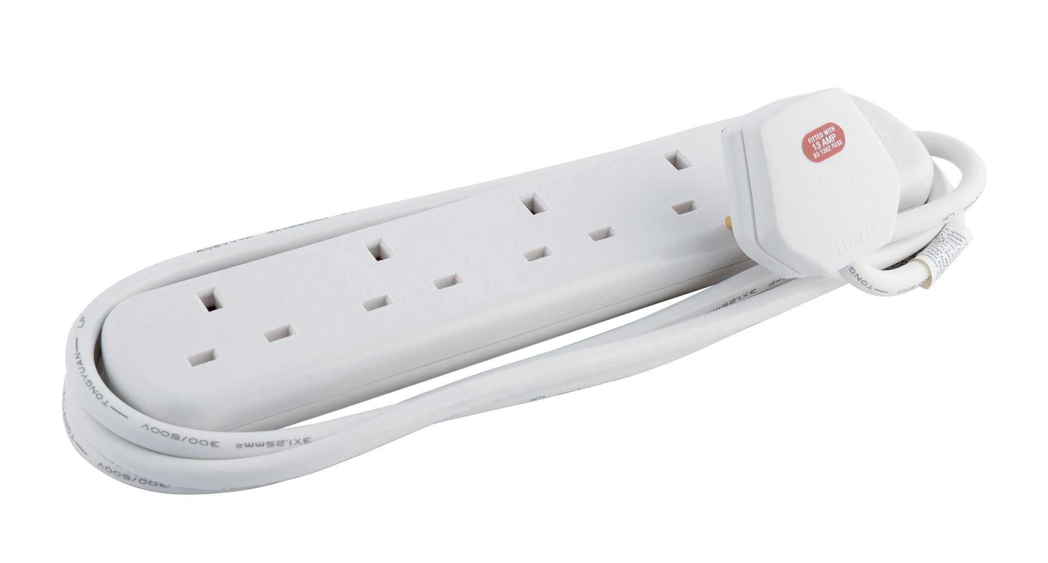 Niglon RS413SCPW 4 Gang 2m Switched Extension Lead White