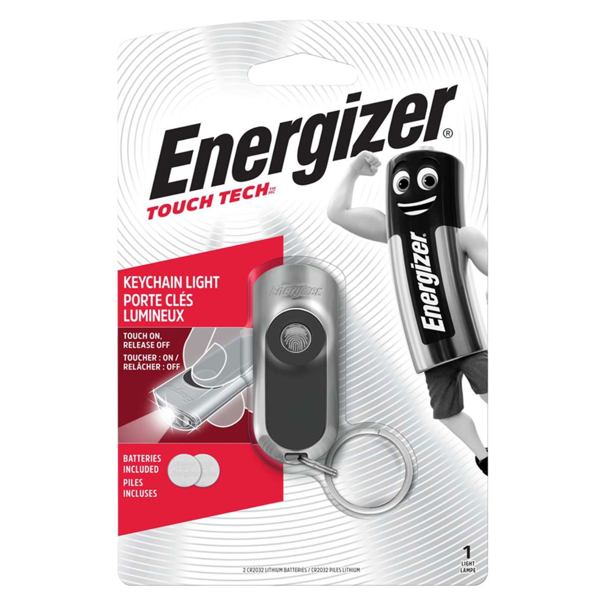 Energizer KEYTECH 20LM LED Keychain Touch Tech Torch + 2 x CR2032 Batteries