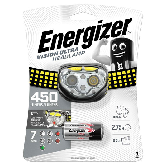 Energizer VISIONU450 450LM Vision Ultra HD LED Headlight + 3 x AAA Batteries