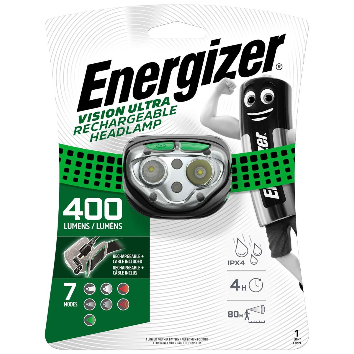Energizer VISIONU400 400LM Vision Ultra Rechargeable LED Headlight