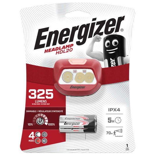 Energizer HDL20 325LM LED Headlamp + 3 x AAA Batteries