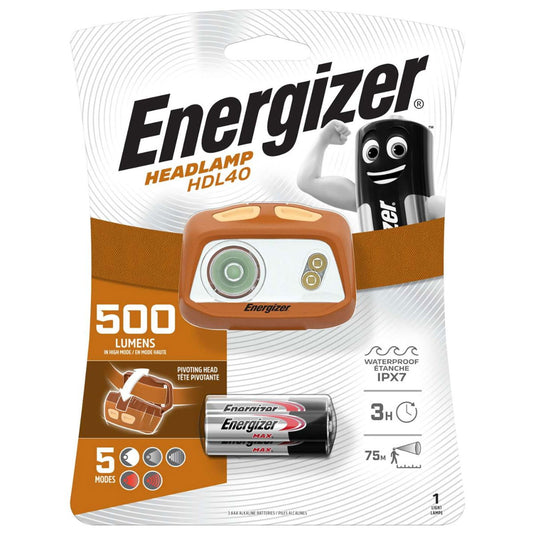 Energizer HDL40 500 Lumen LED Headlamp + 3 x AAA Batteries