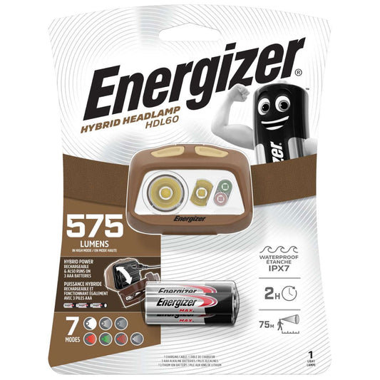 Energizer HDL60 575LM Hybrid Headlamp 3 + AAA Batteries