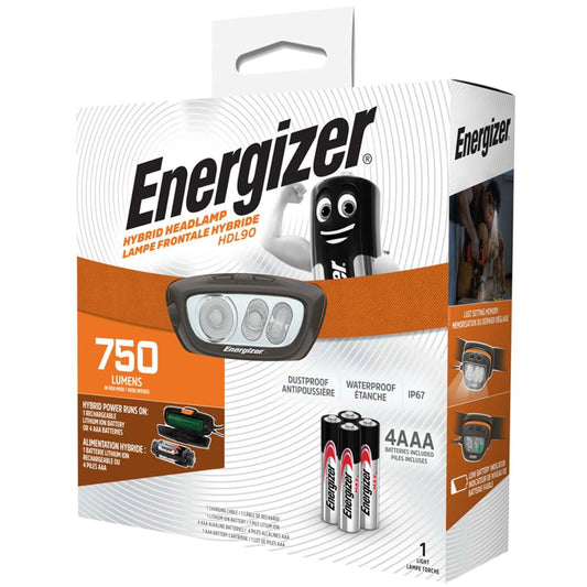 Energizer HYBRID750 750LM Hybrid-Powered Multi-Colored Headlight + 4 x AAABatteries