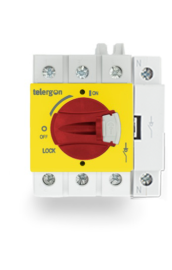 Switchtec S3-00633N5DB Telergon 63A 4 Pole DIN Panel Mount Switch Disconnector with Integrated Red & Yellow Handle