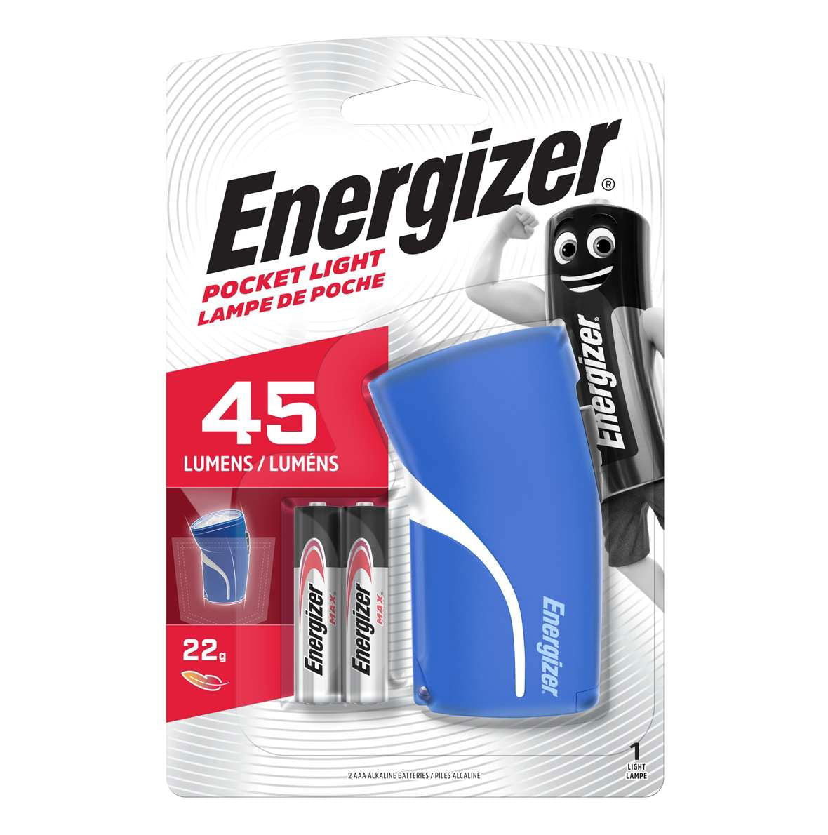 Energizer POCKET 45LM Pocket LED Torch + 2 x AAA Batteries