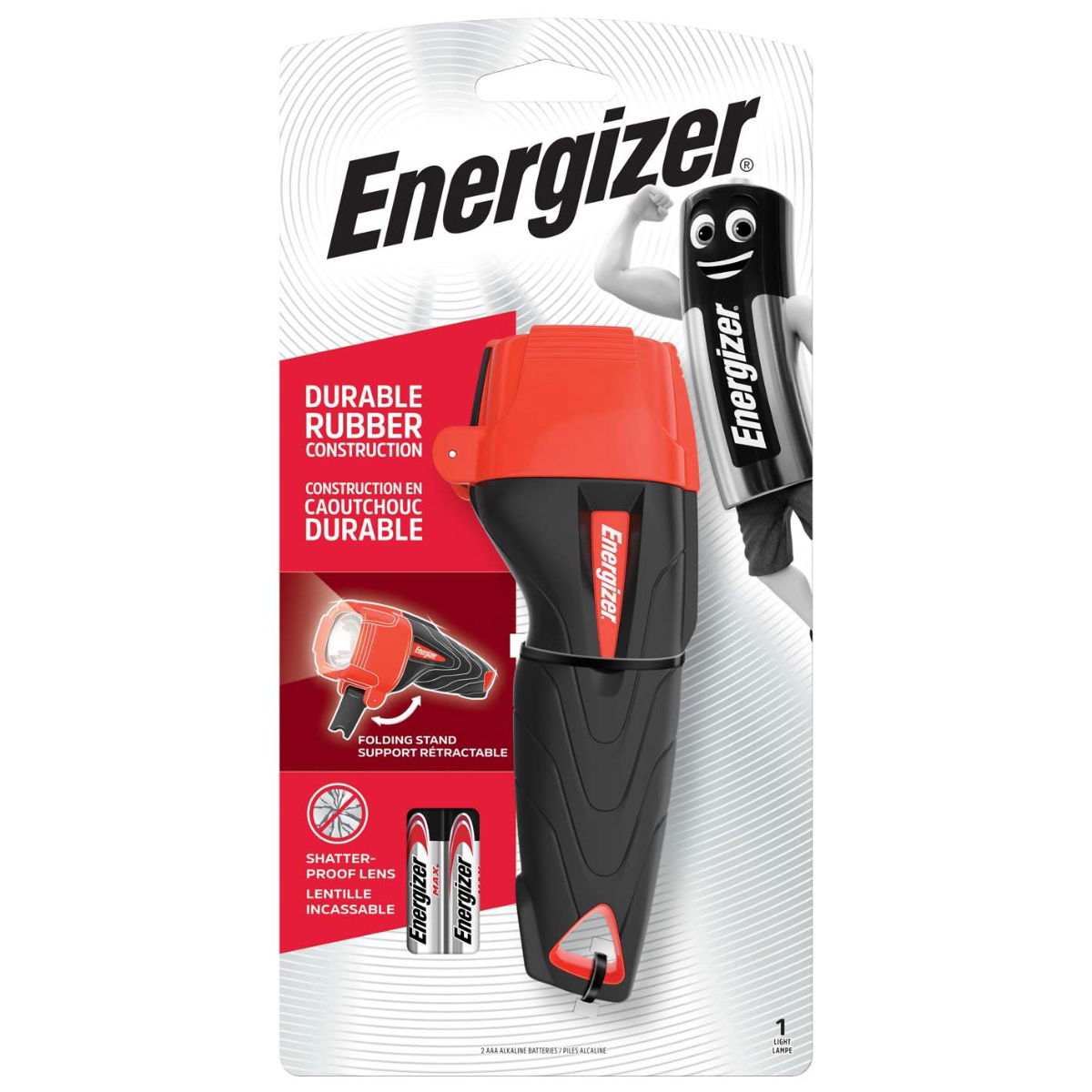 Energizer IRTLED 125LM LED Impact Rubber Torch + 2 x AA Batteries