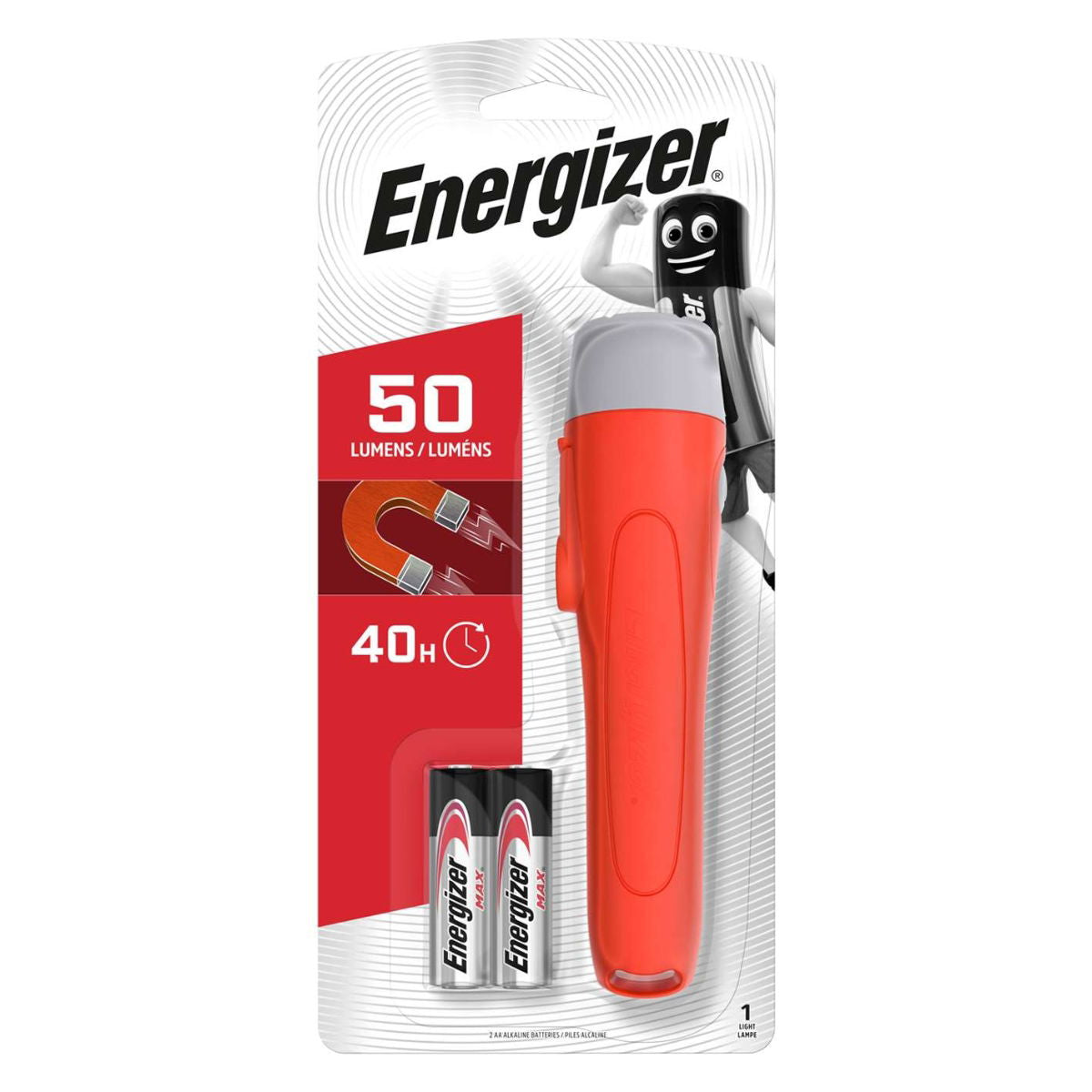 Energizer MAGTORCH 50LM LED Magnetic Torch + 2 x AA Batteries