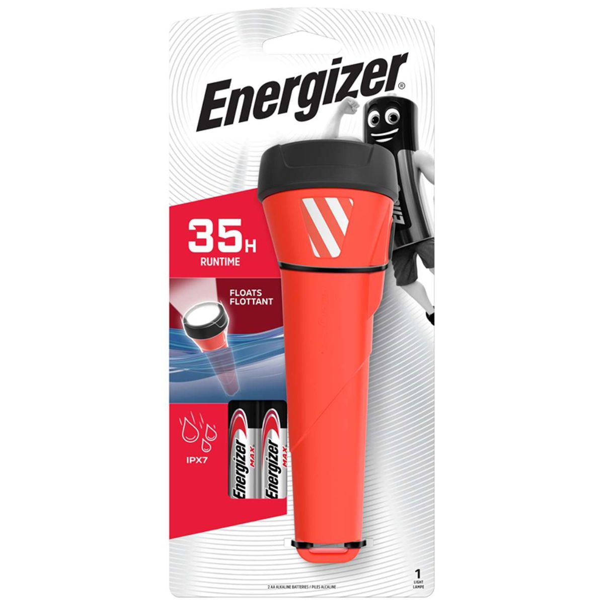 Energizer WPT55 55LM Waterproof LED Torch + 2 x AA Batteries