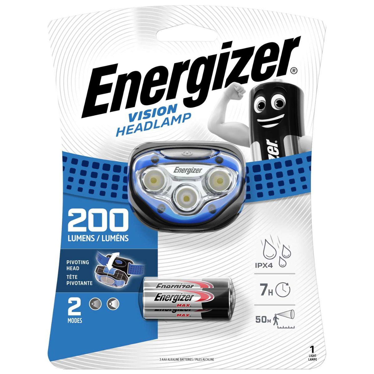 Energizer VISION200 200LM Vision LED Headlight + 3 x AAA Batteries