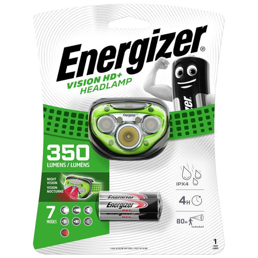Energizer VISIONHD350 350LM Vision HD+ LED Headlight + 3 x AAA Batteries