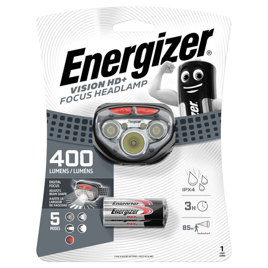 Energizer VISIONHDF400 400LM Vision HD+ Focus LED Headlight + 3 x AAA Batteries