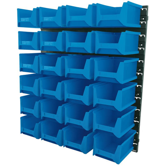 Draper SBB24B 24 Bin Wall Storage Unit with Large Bins Black & Blue