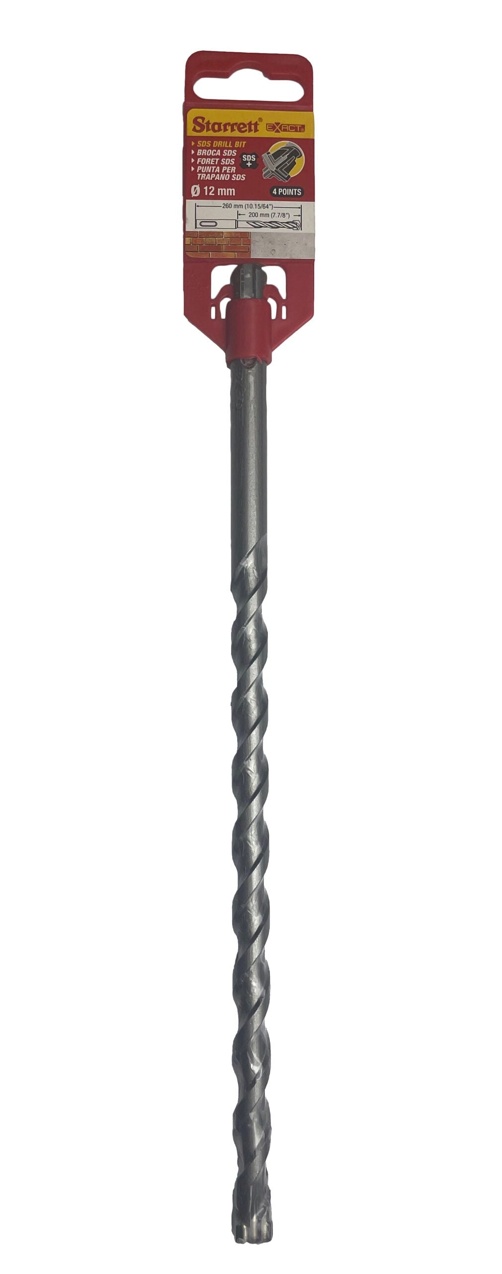Starrett KBPX12D 12 x 260mm SDS Plus 4 Point Drill Bit