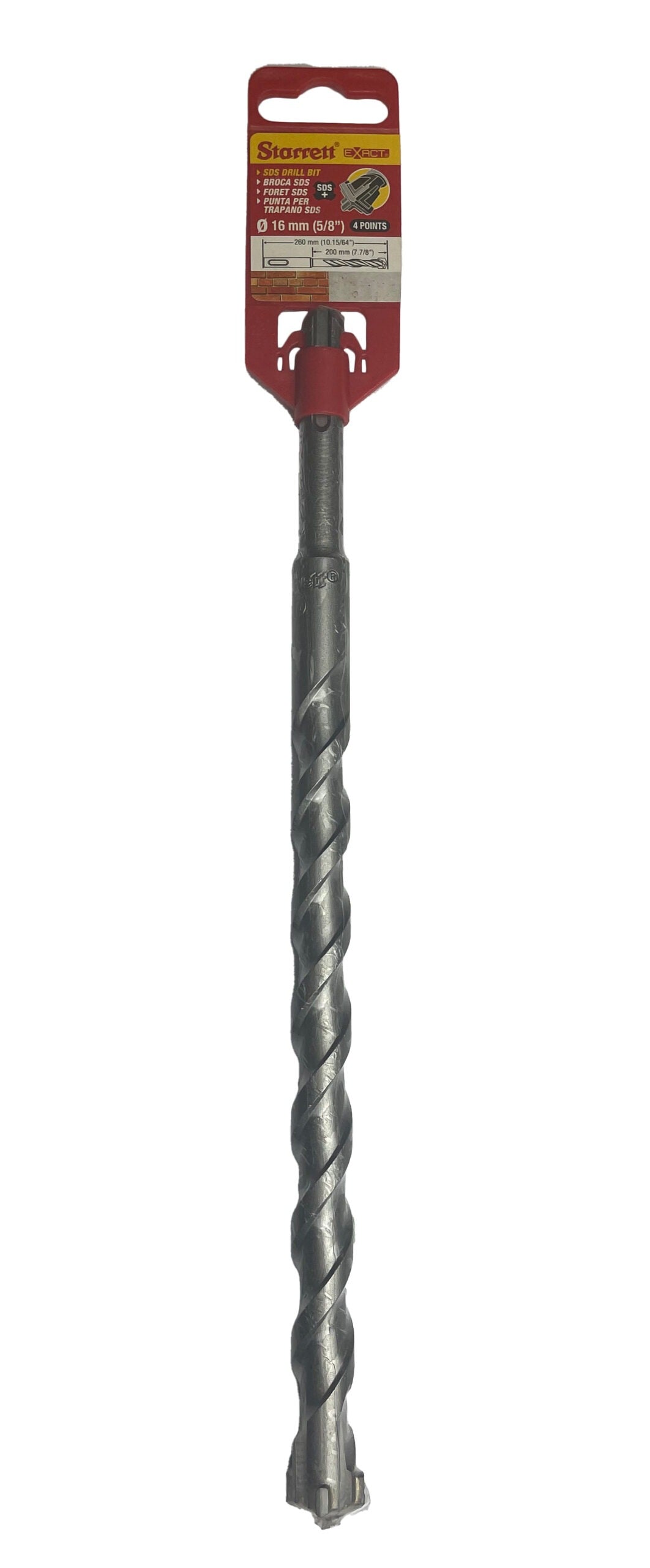 Starrett KBPX16D 16 x 260mm SDS Plus 4 Point Drill Bit