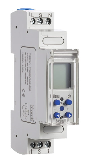 Switchtec SDT-DW-S-230 SCL Single Channel Daily or Weekly Slim Programmable Time Switch 230VAC